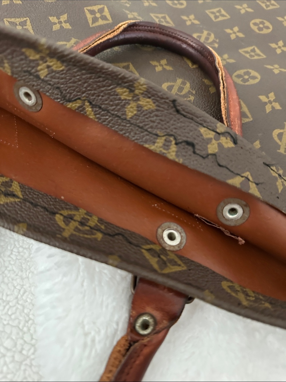 Monogram Pattern Canvas Tote Bag - Brown - Picture 6 of 8